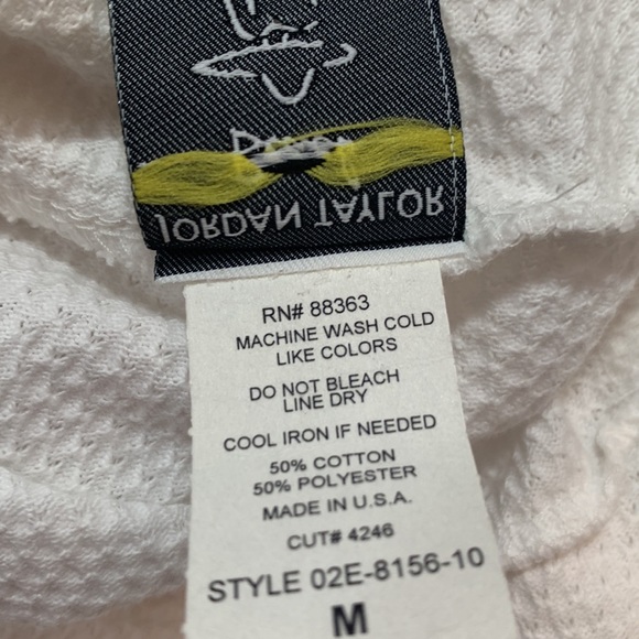 Jordan Taylor Beach White Hooded Cotton Blend Button Down Short Sleeve Coverup - Picture 11 of 11